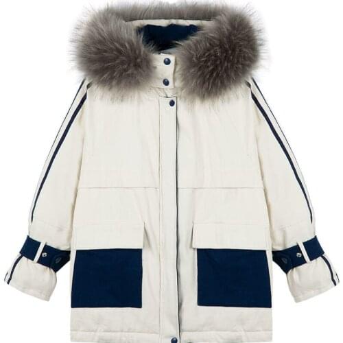 Winter Women Hooded ParkaS Coat Vintage Fashion Fur Collar Warm Cotton Down Jacket Female Loose Thicken Winter Outwears