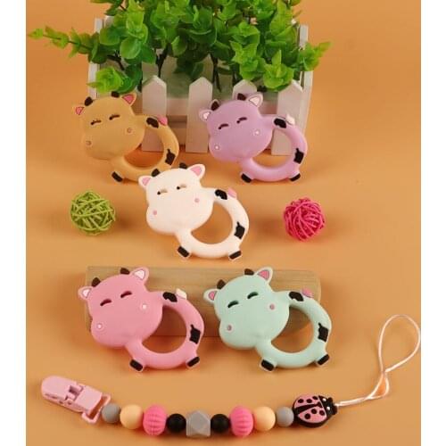 Kovict 1PC Cow Silicone Baby Teether rodent Baby Teething Toys Chewable Animal Shape Baby Products Nursing Gift BPA Free
