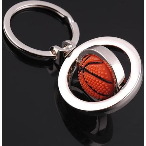 Mini Basketball Shape Decoration Keychain Rotatable Metal Pendant Feature Key Chain Ring Small Waist Decoration