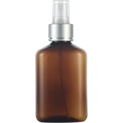 125ML X 50 Brown Oblate Plastic Bottle With Fine Spray Pump Empty Cosmetic Containers Makeup Personal Care Toner Bottles