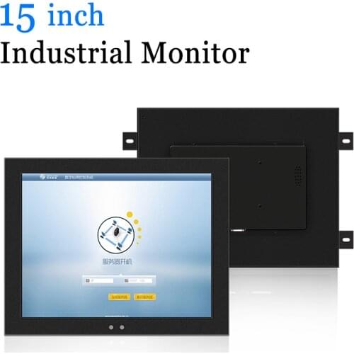 15 inch Metal Shell Industrial USB Touch Screen Computer Wall Hanging Monitor with VGA HDMI DVI AV TV Output