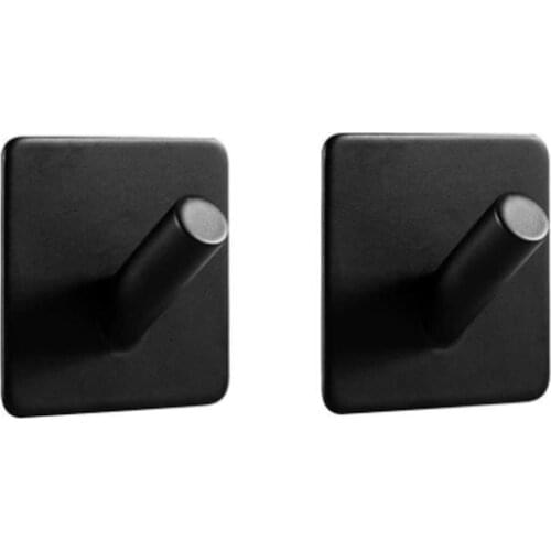 2pcs Black Towel Hooks Stainless Steel Bathroom Kitchen Rack Key Holder Hat Bag Clothes Hanger Bath Hardware Kitchen Accessories