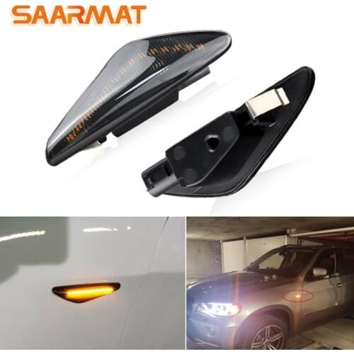 2Pcs Smoked Lens Amber LED Side Marker Light Turn Signal Indicator Repeater Light Blinker For BMW E70 X5 F25 X3 E71 X6 2007-2013