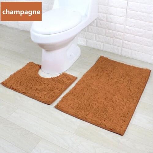 2 Pcs/Set Bath Carpet Solid Color Floor Mat For Bathroom Toliet Rug Non-slip Absorbent Bathroom Door Carpet Soft Foot Carpets