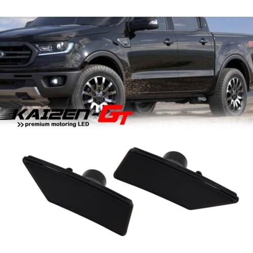 2PCS ABS Smoked Lens Car Front Fender Side Marker Light Cover Housings For 2019-2021 Ford Ranger XL/ XLT/ Lariat, No Bulb/Socket