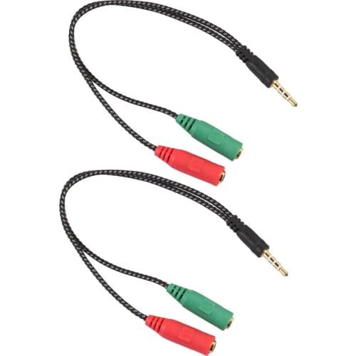 2 Packs 3.5mm 1/8 inch Male Stereo To Double 3.5mm Female Y Splitter Earphone Headphone Audio Cable