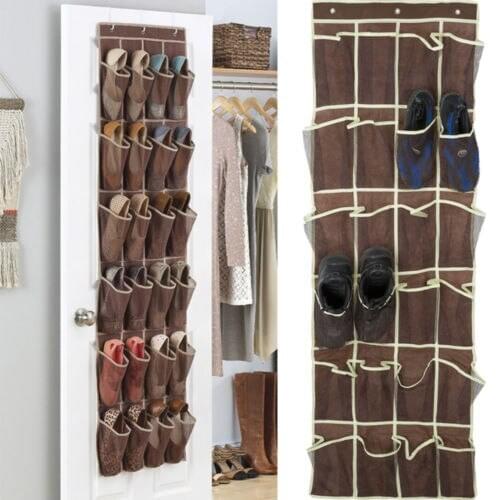 24 Pocket Shoe Space Door Hanging Organizer Rack Wall Bag Storage Closet Holder Storage Organizer