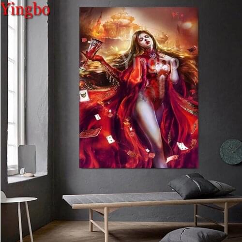 5D DIY Diamond Painting Vampire sexy woman poker Full Square/round Rhinestone Diamond Mosaic Diamond Embroidery Sale