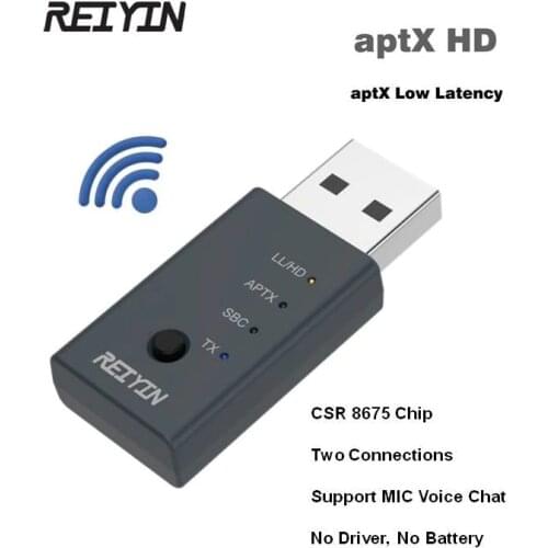 USB Bluetooth 5.0 Audio Transmitter CSR8675 aptX HD Sound Card Adapter for PC laptop Game Device Stereo Transmisor