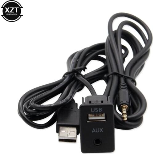 Car Dash Flush Mount USB Port Panel Auto Boat 3.5mm AUX USB Extension 100CM Cable Adapter forVolkswagen forToyota