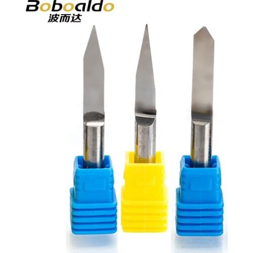 Boboaldo 1pc 6mm Flat Bottom Engraving Bits 45-50mm Lengthened CNC Router Tools V Carbide Carving Cutters Degree 20 25 30 60 90