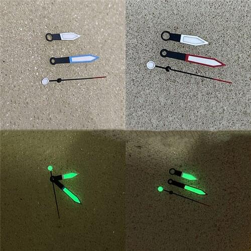 Watch Hands Three Pointers Green Luminous Needles for NH35 NH36 Watch Movement Repair Parts