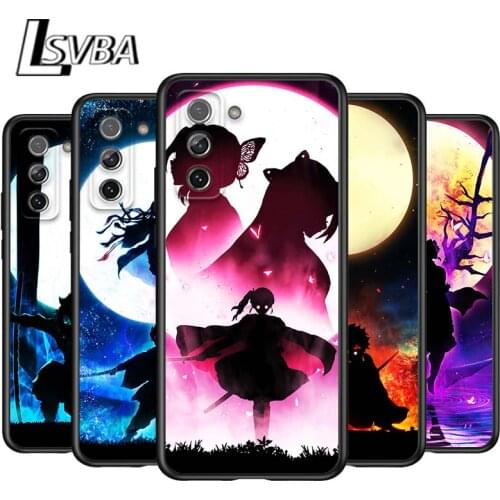 Demon Slayer Cool for Samsung Galaxy S21 Ultra Plus Note 20 10 9 8 S10 S9 S8 S7 S6 Edge Plus Black Soft Phone Case