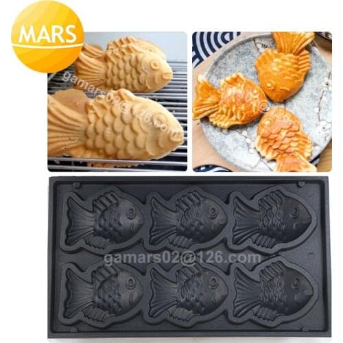 Electric Fish Waffle Maker Machine Non Stick 6 pcs Taiyaki Machine 220V 110V Taiyaki Fish Cake Molds Iron Plate Baking Oven