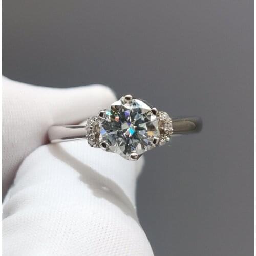 Geoki 925 Sterling Silver Passed Diamond Test Perfect Cut 1 ct D Color VVS1 Moissanite Princess Ring Luxury Wedding Jewelry Gift