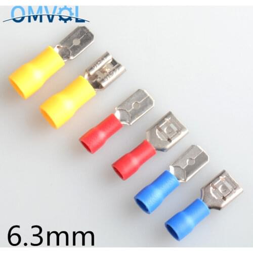 50pcs 6.3mm 25 Female with 25 Male Spade Insulated Electrical Crimp Terminal Connectors H1E1