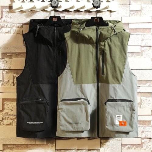 Sleeveless Jacket Fashion Vests for Mens Pocket Photography Waistcoat Casual Spring Autumn Outdoors Military Black Fishing