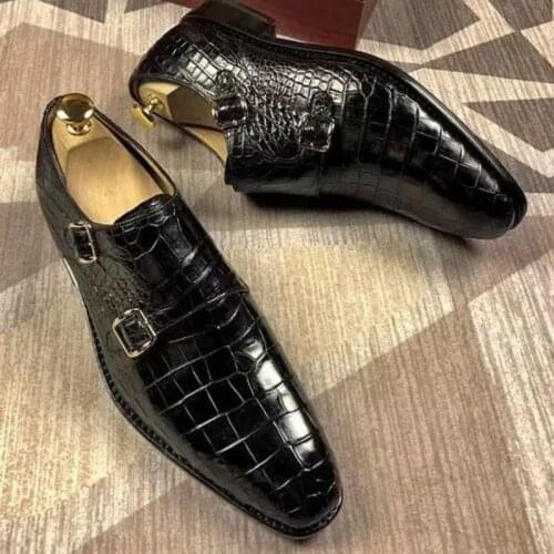 Buckle Business Dress Shoes Mens Shoes Pattern Embossed Casual Shoes Pointed Youth Fashion Shoes zapatos hombre XM161