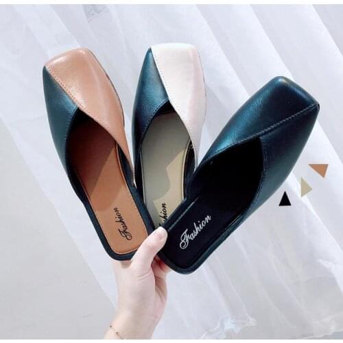 2021Fashion Square Head Mules Women Summer Slippers Hot Sale Flats Slip-On Holiday Ladies Sandals Slides Metal Chain Women Shoes