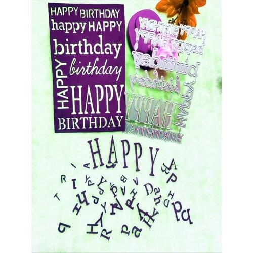 Happy Birthday words Metal Cutting Dies for DIY Scrapbooking Album Paper Cards Decorative Crafts Embossing Die Cuts