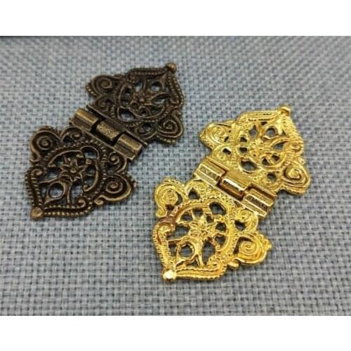 New 300pcs/lot Vintage Alloy Hollow Flower Hinge,Chinese Furniture Hardware,Metal Hinges,Cabinet Door Butt Hinges 24*54mm