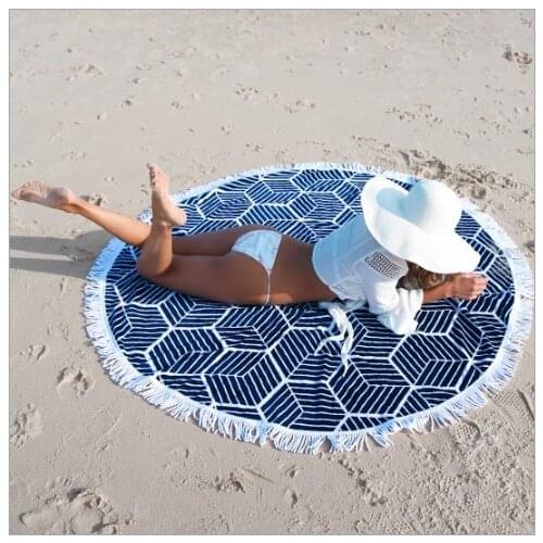 New Tassel Beach Mandala Indian Round Beach Towel Mat Shawl Yoga Mat Summer Letter Sarong Cloak