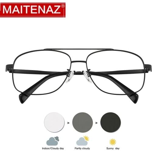 Metal Alloy Progressive Multi Focus Anti Blue Ray Reading Glasses Photochromic Lenses Large Frame Fashion Business 1030
