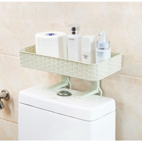 OTHERHOUSE Bathroom Organizer Storage Rack Toilet Shelf Shampoo Soap Cosmetic Holder Wall Mounted Shower Shelves Rattan Shaped