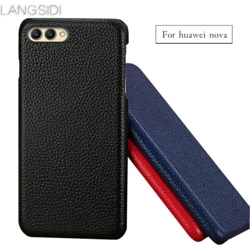 Luxury For Huawei Nova case Cow Leather back cover litchi texture phone case