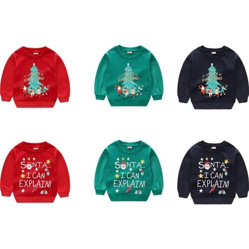 Christmas Children Clothes Kids Sweater Long-Sleeved Sweatshirt Pullover Cartoon Christmas Tree