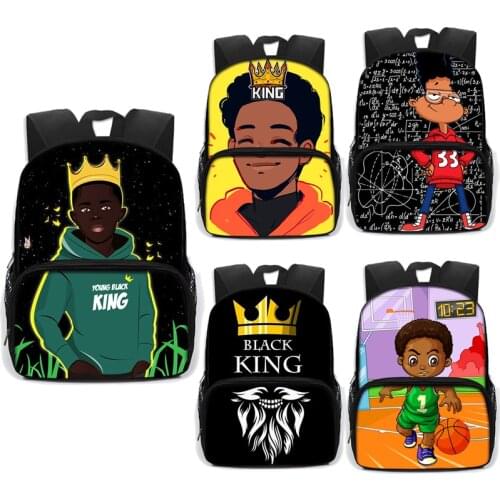 African Boy Print Backpack Children Kindergarten Backpack Teen School Bag Black Boy Large Capacity Travel Bag Bookbag