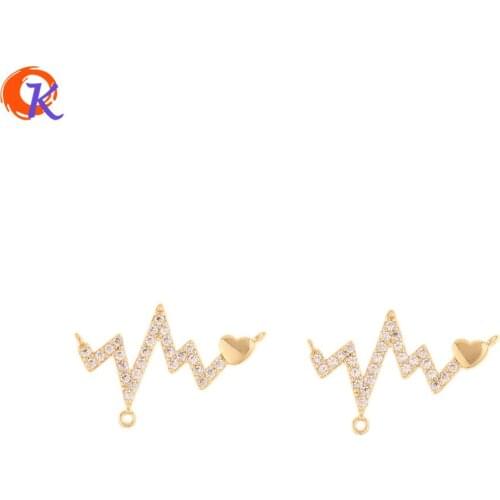Cordial Design 20Pcs 13*19MM Jewelry Accessories/CZ Earring Connector/DIY Making/Genuine Gold Plating/Hand Made/Earring Findings