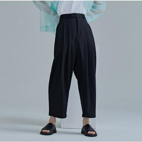 New style mens Harem Pants loose and versatile show thin solid color straight tube wide leg Capris big size trendy mens pants