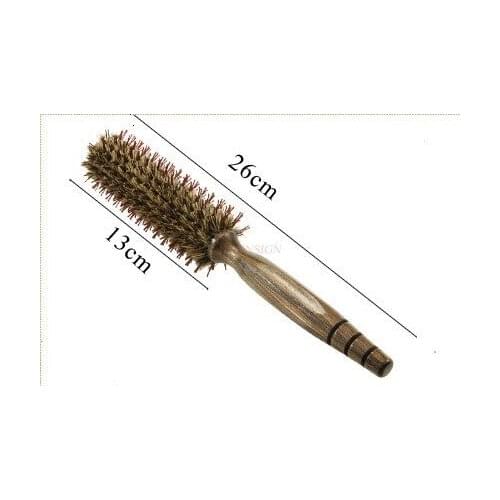 Pig Bristle With Wooden Handlecurly Hair Round Hair Rolling Comb Heat-resistant One-side Hair Comb Hair Comb Sale