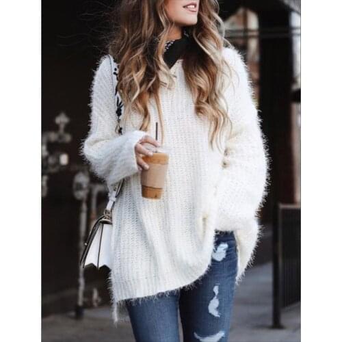 Loose Knitted Sweater Women Jumpers Long Sleeve Woman Pullovers Sweaters Casual 2021 Autumn Winter Solid Sweater OverSize
