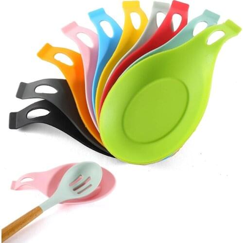 Heat Resistant Silicone Spoon Mat Spatula Holder Insulation Placemat Kitchen Spoon Pad Drink Glass Coaster Kitchen Accessories