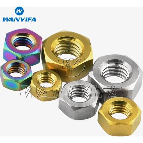Wanyifa Titanium Ti M5 M6 M8 M10 Hex Nut for Bike Motorcycle Car Boat Aerospace Ti Alloy GR5