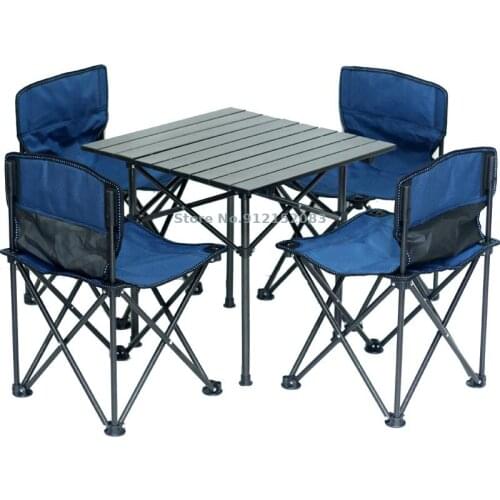 Outdoor folding table and chair aluminum alloy portable self-driving tour combination set fishing chair folding chair fishing ch