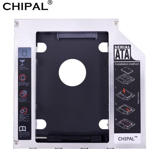 CHIPAL 10pcs Universal 2nd HDD Caddy 9.5mm SATA 3.0 for 2.5" 2T SSD Case Hard Disk Enclosure with LED for Laptop ODD CD DVD-ROM