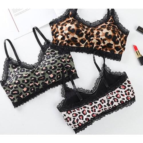 2021 New Sexy Sports Bra Leopard Camouflage Wireless Female Push Up Bra Street Hip Hop Style Seamless Sexy Lace Underwear