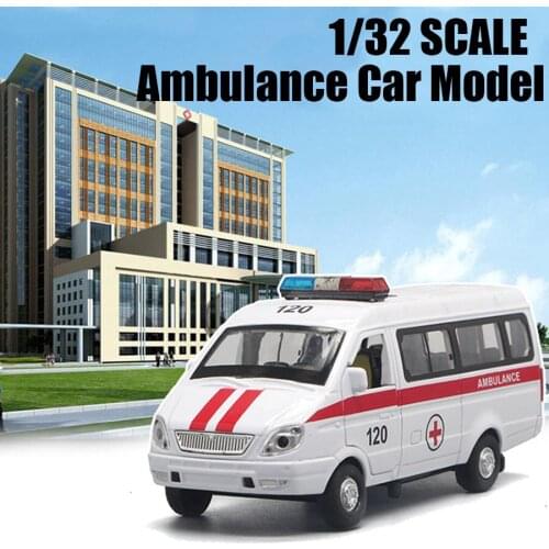 1:32 Ambulance Waggon Car Truck Model With Sound Pull Back Metal Vehicle For Collection Kids Toy Gift Free Shipping