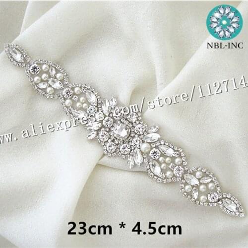 1PC) Bridal crystal rhinestone applique hand beaded DIY iron on for wedding dress garment WDD0862