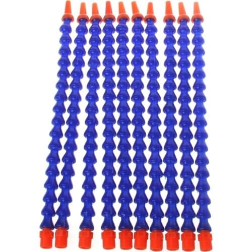 10 Pcs Round Nozzle 1/4PT Flexible Oil Coolant Pipe Hose Blue Orange