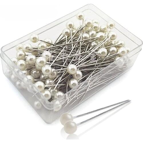 100pcs/box 36mm Round Pearl Head Dressmaking Pins Weddings Corsage Florists Sewing Pin Mixed Color Accessories