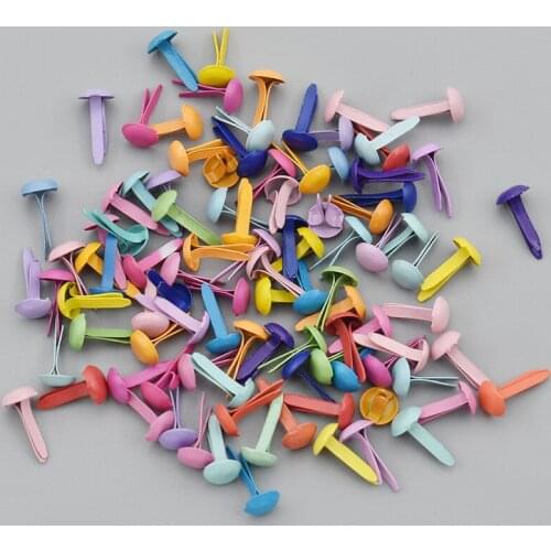100Pcs/lot 5.5x11mm Mini Round Brads For Scrapbooking Mixed Assorted Color Stamping Embellishment Brads Diy Home Crafts