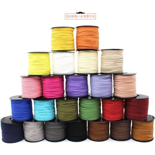100yards/lot 3mm Flat Faux Suede Braided Cord Korean Velvet Leather Handmade Beading Bracelet Jewelry Making Thread String Rope