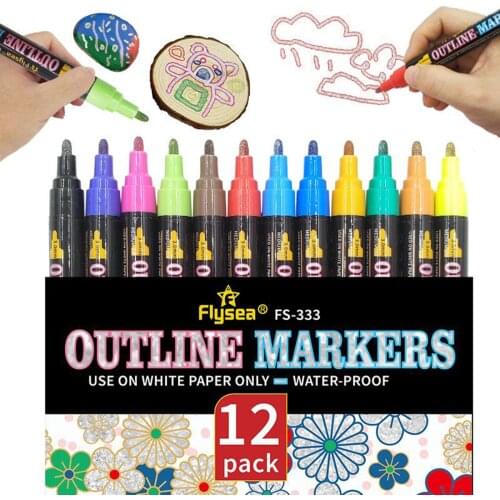 12 Acrylic Painting Pens for Rock Painting in Ceramic, Porcelain, Glass, Wood
