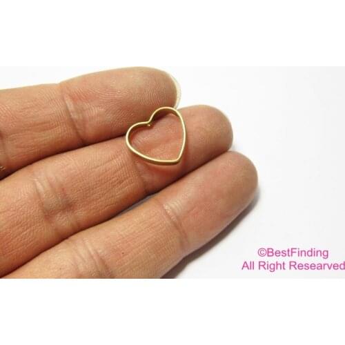 30pcs Brass charm 14x13mm Raw brass heart earrings findings with hole -R026