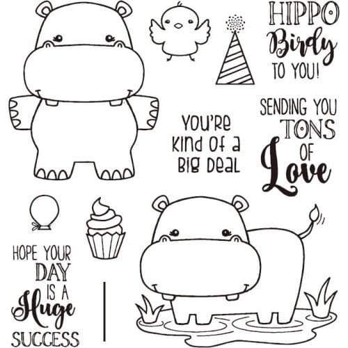 Hippo Clear Stamp Or stamp for DIY Scrapbooking/Card Making/Kids Fun Decoration Supplies A037