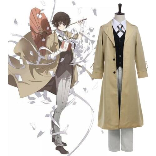 Bungo Dogs Dazai Osamu Cosplay Costume Mens Unisex Suit Anime Outfit Coat Womens One Sets New 2021